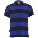 Slazenger Men's Platt Striped Polo Shirt - Navy/Sky/Red