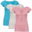 55 Soul Smith 3-Pack Leona T-Shirts - Pink/Turquoise/Ecru