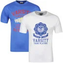 Varsity Men's 2-Pack Sophmore & Outfitters Graphic T-Shirts - White & Royal