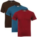 Fruit of the Loom/Jerzees Men's 3 Pack T-Shirts - Extra Large - Brown/Turquoise/Burgundy