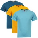 Fruit of the Loom/Jerzees Men's 3 Pack T-Shirts - XXL - Turquoise/Light Turquoise/Sun