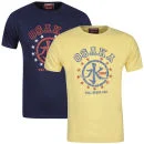 Osaka Men's 2 Pack T-Shirts - Navy Print Op 2 / Faded Yellow Print Op 1