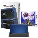 NEW 3DS XL Metallic Blue Console - Includes Legend of Zelda: Majora's Mask & Black Charging Cradle Image 1