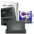 NEW 3DS XL Metallic Black Console - Includes Legend of Zelda: Majora's Mask & Black Charging Cradle Image 1