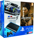 PS3: New Sony PlayStation 3 Slim Console (500 GB) - Black - Includes GT 5: Academy Edition, Uncharted 3: Game Of The Year Edition