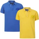 Loyalty & Faith Men's Leopard Washed 2-Pack Polo Shirt - Yellow/Blue