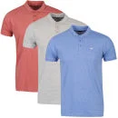 Brave Soul Men's Clio 3-Pack Polo Shirts - Red Marl/Grey Marl/Blue Marl