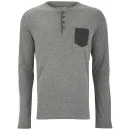 Brave Soul Men's Plain Pocket Grandad Long Sleeve Top - Dark Grey Marl