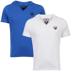 Ringspun Men's 2-Pack Hex Hooded V-Neck T-Shirt - Blue/White