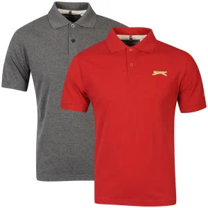 Slazenger Men's 2-Pack Polos - Red/Grey