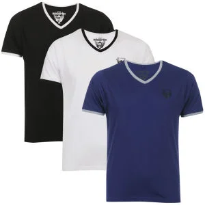 Ringspun Men's 3-Pack Silva Short Sleeve V-Neck T-Shirt - Blue Marl/White/Black