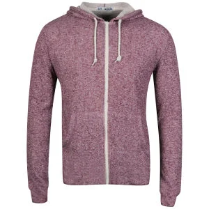 Brave Soul Men's Isaac Zip Thru Hooded Sweatshirt - Burgundy Marl