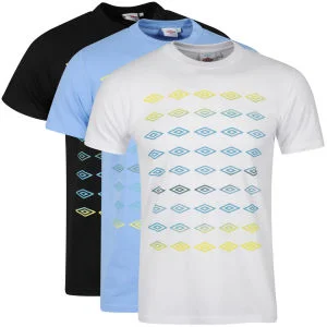 Umbro Men's 3-Pack T-Shirts - White / Black / Vista Blue