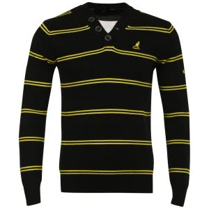 Kangol Men's Kev Buttoned V Neck Jumper - Black