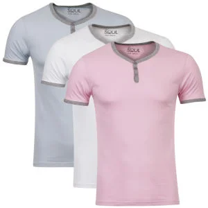 55 Soul Men's 3-Pack Blade T-Shirts - White/Pink/Blue