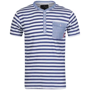 Soul Star Men's Davy Striped T-Shirt - Blue/White