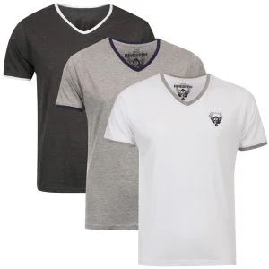 Ringspun Men's 3-Pack Silva Short Sleeve V-Neck T-Shirt - Charcoal/White/Grey