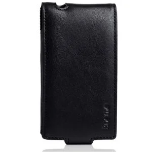 Knomo Black Leather iPhone 4 Flip Case