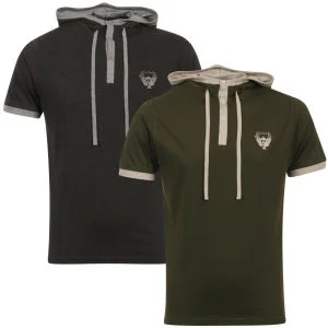 Ringspun Men's 2-Pack Oracle Short Sleeve Hooded T-Shirt - Khaki/Charcoal
