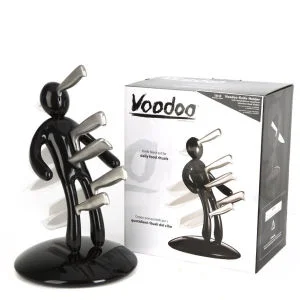 Black Voodoo Knife Block with 5 Knives by Raffaele Iannello Image 1