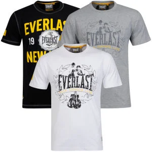 Everlast Men's 3-Pack Graphic T-Shirts - Black/White/Grey Marl