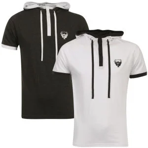 Ringspun Men's 2-Pack Oracle Short Sleeve Hooded T-Shirt - White/Charcoal
