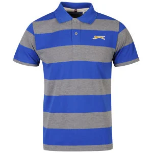 Slazenger Men's Striped Polo Shirt - Blue/Grey - S - Blue/Grey Image 1