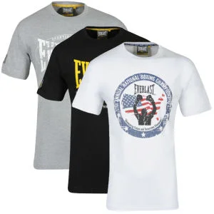 Everlast Men's 3-Pack Graphic T-Shirts - White/Black/Grey Marl