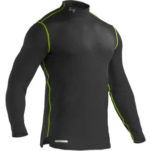 Under Armour Men's Evo Coldgear Fitted Mock Compression Long Sleeve Top - Black/Hyper Green - S - Black/Hyper Green Image 1