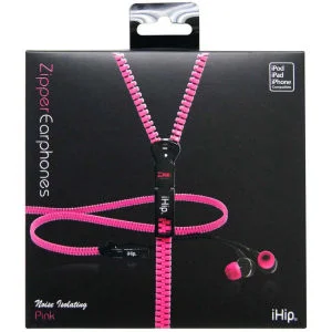 iHip Zip Tangle Free Zippered Earphones - Pink