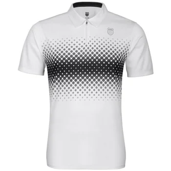 K-Swiss Men's Fading Stripe Polo Shirt - White/Black
