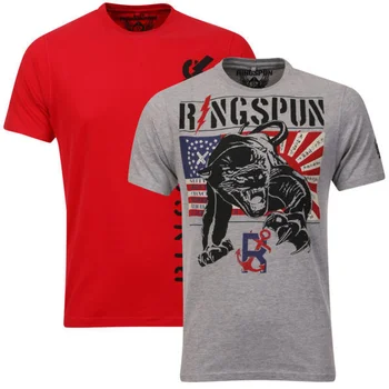 Ringspun Men's Panthers 2-Pack Graphic T-Shirt - Grey Marl/Red