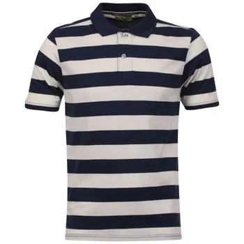 Brave Soul Men's Huxley Polo Stripe T-Shirt - Navy/Cream