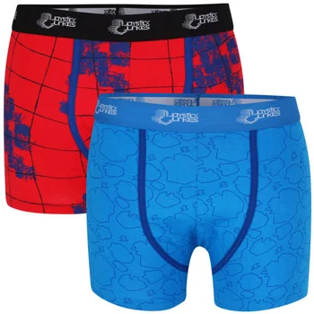 Joystick Junkies Men's Two Pack Boxers - Red Pattern / Blue