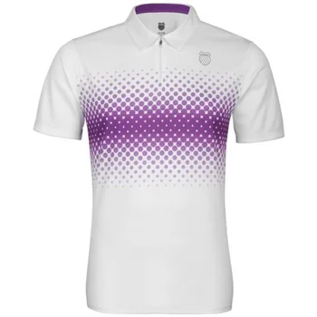 K-Swiss Men's Fading Stripe Polo Shirt - White/Purple Magic