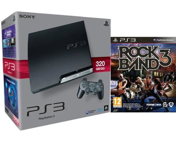 Playstation 3 PS3 Slim 320GB Console: Bundle (Includes Rock Band 3) Image 1