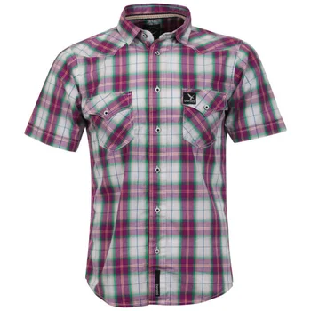 Benzini Men's Short Sleeved Check Shirt - Red