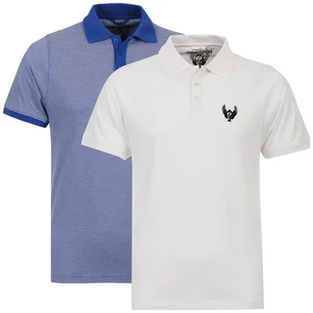 Ringspun Men's 2-Pack Jagger Short Sleeve Polo T-Shirt - Royal Blue Striped/White