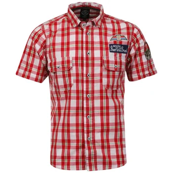 Benzini Men's Belmont Short Sleeved Check Shirt - Red