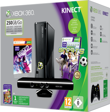 Xbox 360 250GB Kinect Holiday Bundle (Includes Kinect Adventures, Kinect Sports, Dance Central 2, 1 Month Xbox Live)