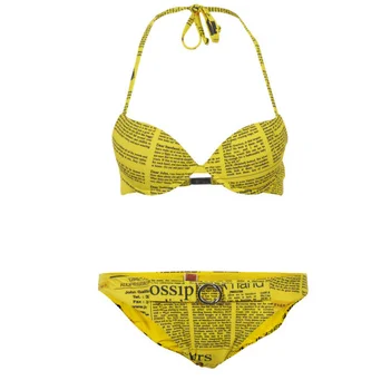 John Galliano Women's Newspaper Print Bikini - Yellow