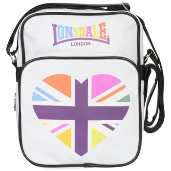 Lonsdale Zip Front Heart Messenger Bag - White
