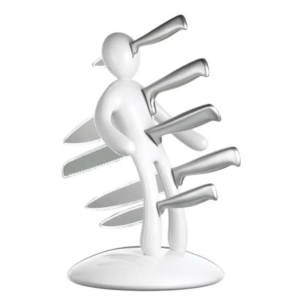 White Voodoo Knife Block with 5 Knives by Raffaele Iannello Image 1