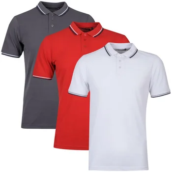 Brave Soul Men's 3-Pack Tip Polo - Red/White/Charcoal