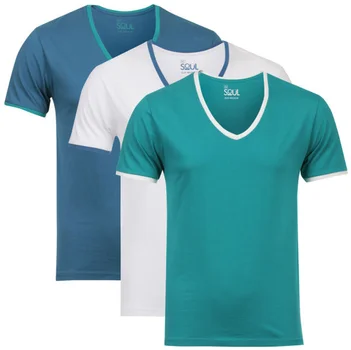 55 Soul Men's 3-Pack V-Neck T-Shirt - Green/White/Blue