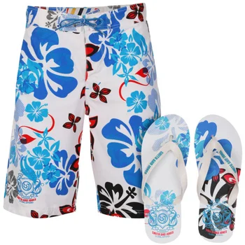 Smith & Jones Kye Men's Swim Shorts and Flip Flops - White