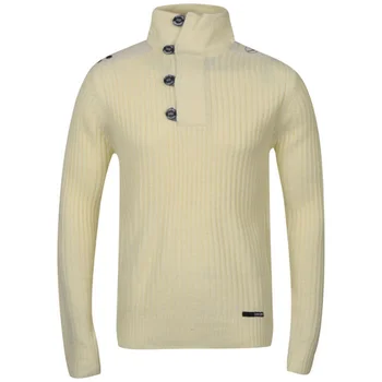 Benzini Men's Function Button Neck Knit - Ecru