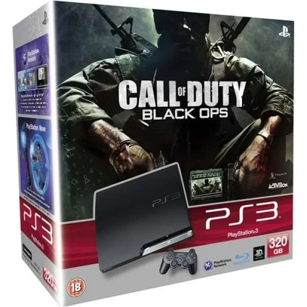 Playstation 3 PS3 Slim 320GB Console with Call of Duty: Black Ops Image 1