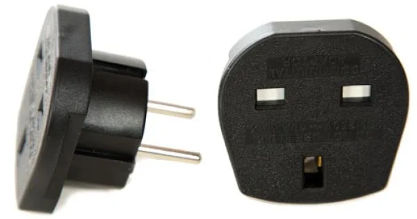 UK 3 Pin to Euro 2 Pin Power Travel Adapter