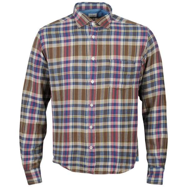 Hartford Men's Paul Regular Check Flannel Shirt - Blue Multi - S - Blue Image 1